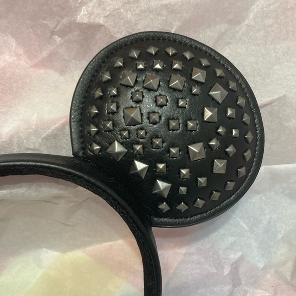 Mickey Ears in a Silver Black Hair Accessory  Studded Ears with hanging chain main image 7